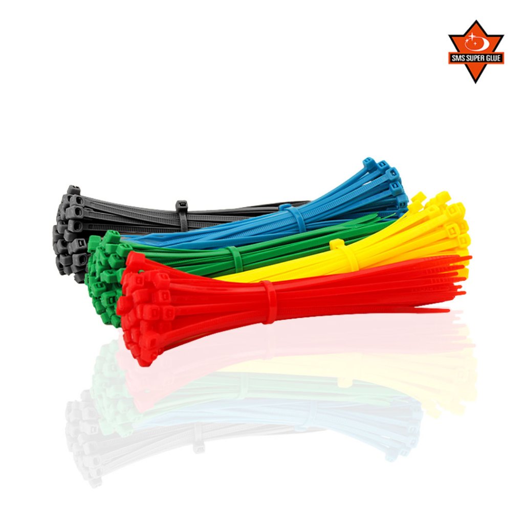 เคเบิ้ลไทร์ สีแดง สีเหลือง สีฟ้า สายรัดพลาสติก สายรัดเคเบิ้ลไทร์ (หนวดกุ้ง) cabletie ( 1ถุง100เส้น )