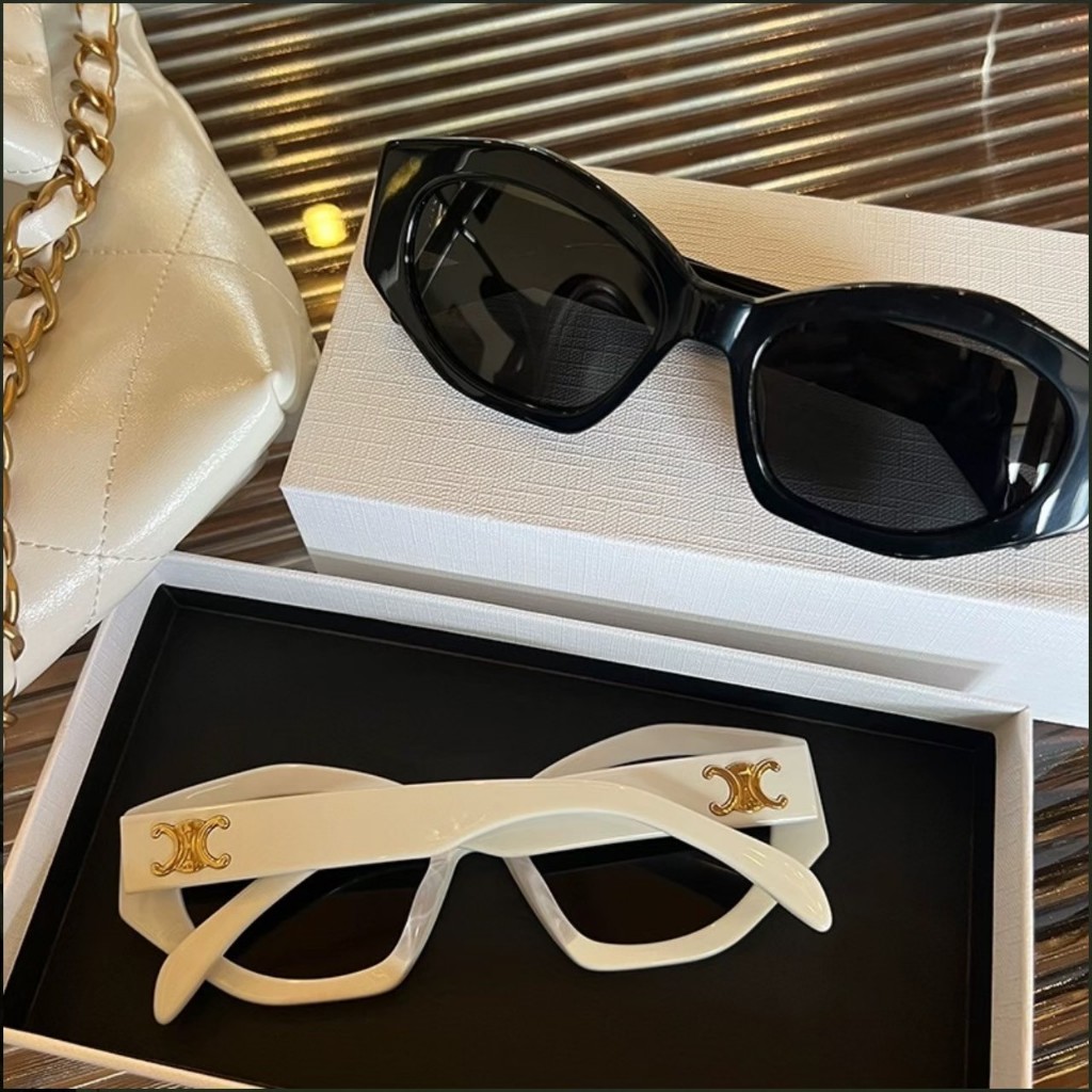 รุ่นDro454 C-L Rriomphe02 Lisa ปั้มโลโก้ทอง Luxury แว่นตากันแดด ป้องกันแสงจากแดดUV400
