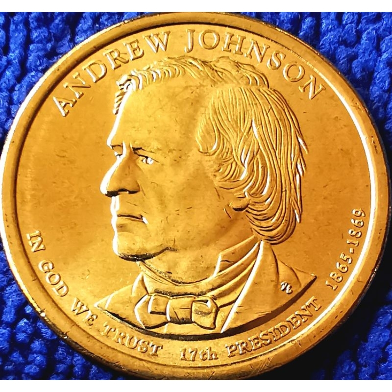 เหรียญ​สหรัฐอเมริกา​ USA, 1 Dollar, (17th President​ Andrew Johnson), #4402, ไม่​ผ่าน​ใช้​ UNC