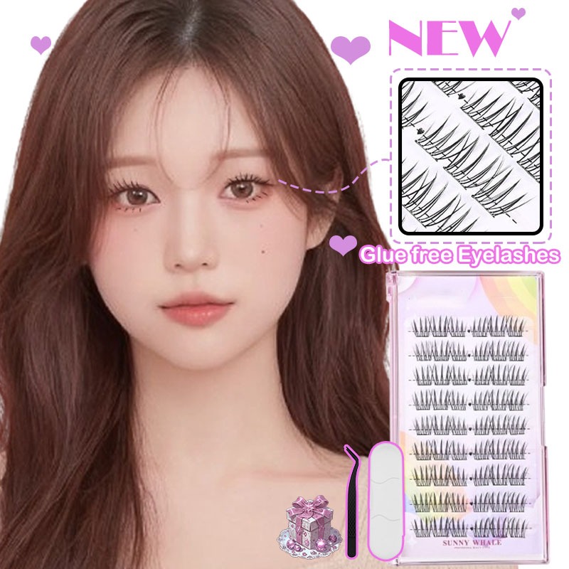 【แถมฟรีที่หนีบ】ขนตาปลอม กาวในตัว ขนตาแบรนด์ กาวเจลลี่ ขนตามีกาว(1กล่องมี9คู่ 54ช่อ)ขนตาไร้กาว