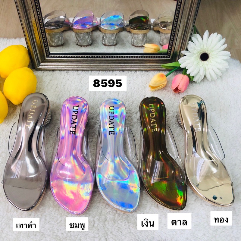💎NEW💎รองเท้าแฟชั่นหน้าใสส้นเพชรสูง2นิ้วไซส์35-40