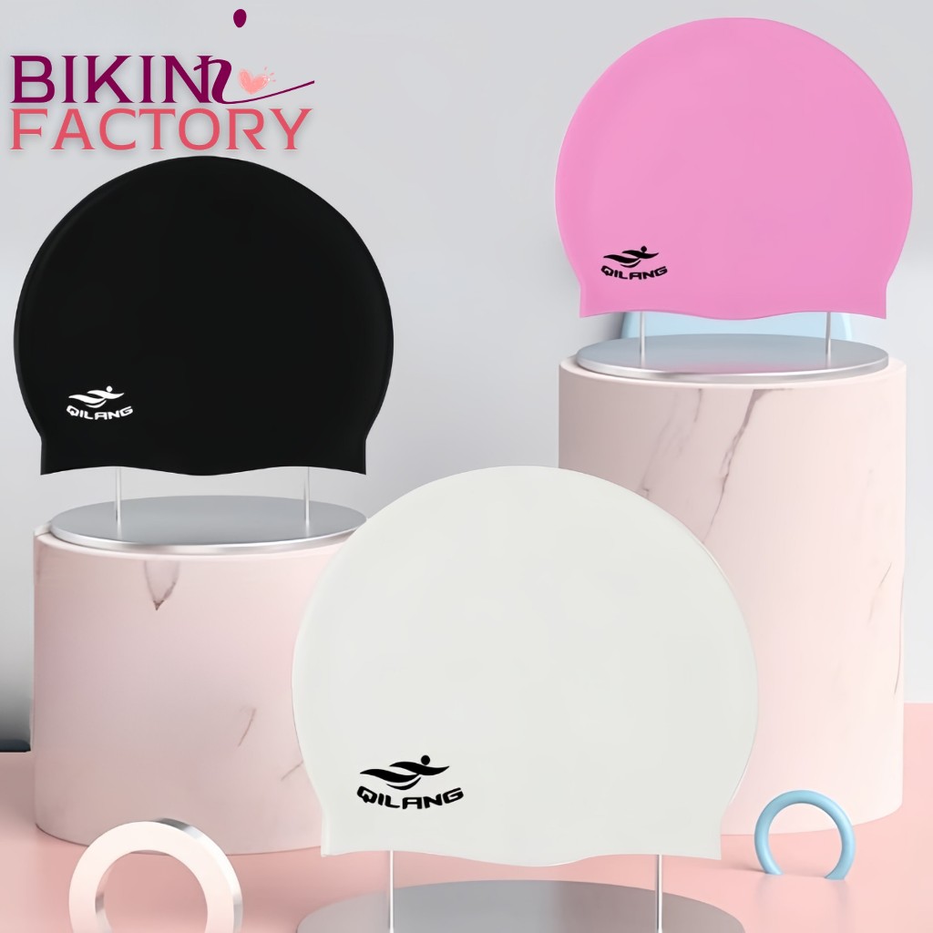 BIKINI FACTORY หมวกว่ายน้ำ หมวกว่ายน้ำซิลิโคน หมวกคลุมผม ✅ กันน้ำ ใส่สบาย สําหรับผู้ใหญ่ BK-234