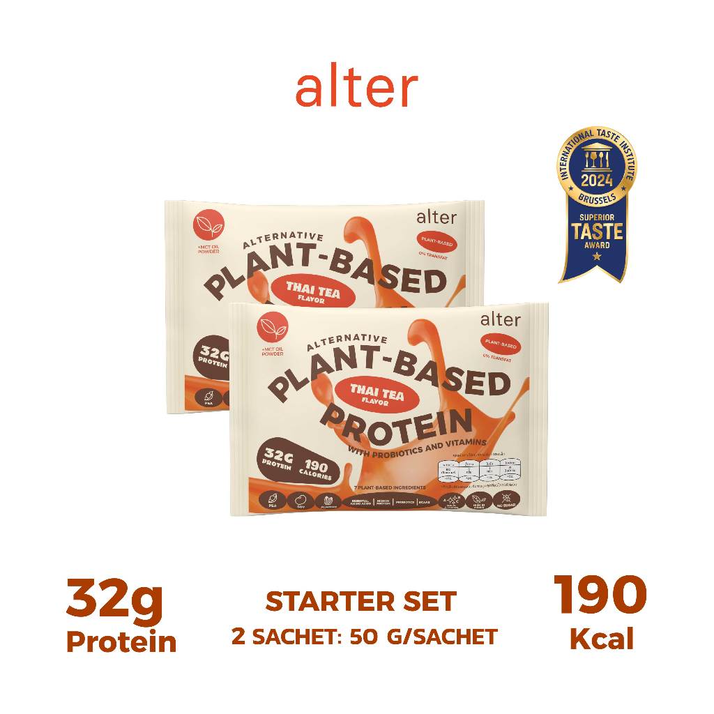 Alter Plant-Based Protein Thai tea ชาไทย ขนาด100g 2ซอง: โปรตีนพืช โปรตีน
