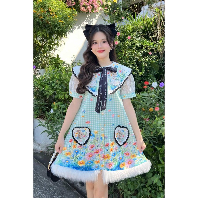 สินค้าใหม่พร้อมส่ง Size M (Lใส่ได้) BLT เดรสน้องต่ายขนปุยน่ารักมาก รหัส 17S