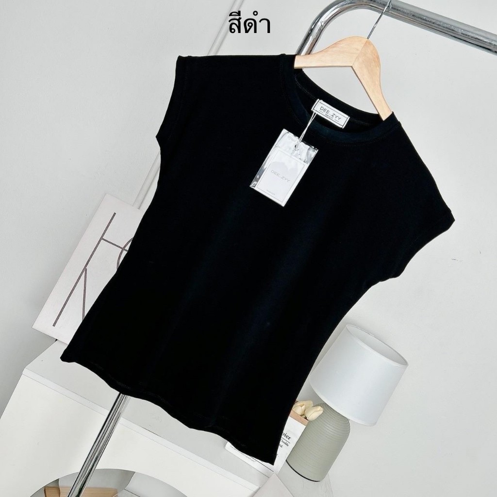 029 เสื้อยืด แขนกุด แขนขอบ คอกลม ฟรีไซส์ อก 36-40 ยาว 22  ปิดรักแร้ตอนยกแขน ผ้ายูนิโคล่ ไม่ต้องรีด - รูปที่ 5