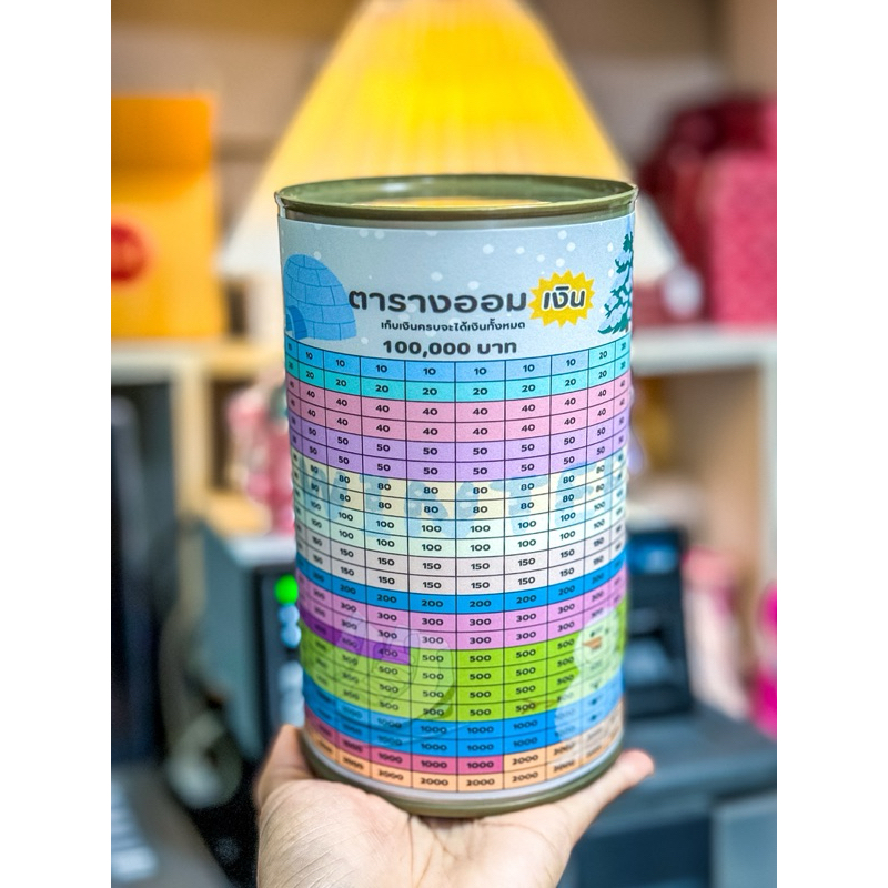 ปี๊บออมสินทรงกระบอกกลมพร้อมตารางออมคริสต์มาส - รูปที่ 2