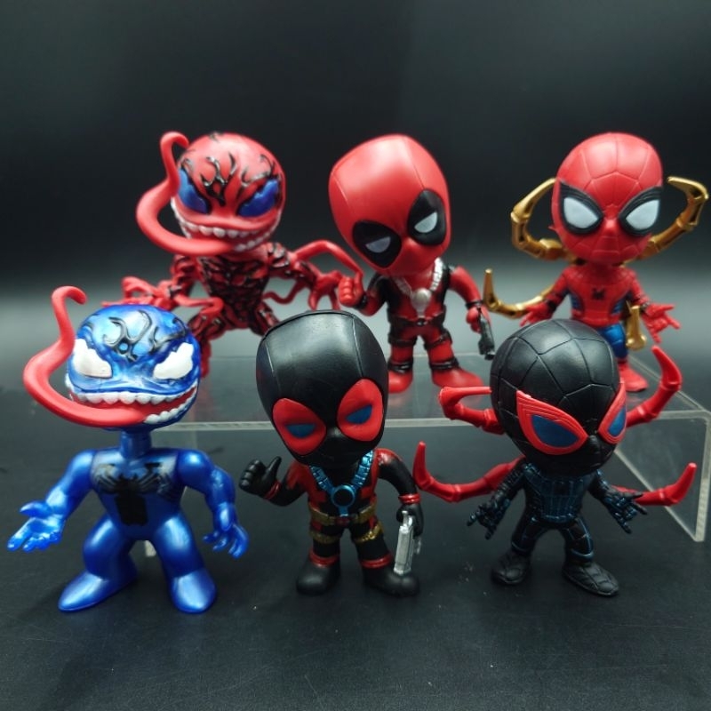 โมเดล Spiderman & Deadpool & Carnage ขนาดประมาณ 8-9 Cm งานน่ารักมากๆ ถอดหัวหมุนหัวได้ พร้อมส่งในไทยทันที ราคาถูกๆ