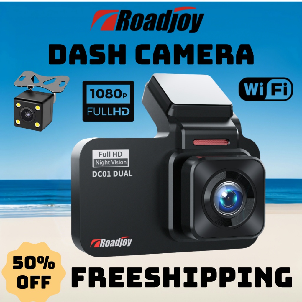 Roadjoy DC01 กล้องติดรถยนต์ กล้องติดรถยนต์ขนาดเล็ก 1080P HD กว้าง 3.0 นิ้ว 2กล้องหน้า-หลัง กล้องถอยหลัง การตรวจสอบที่จอด