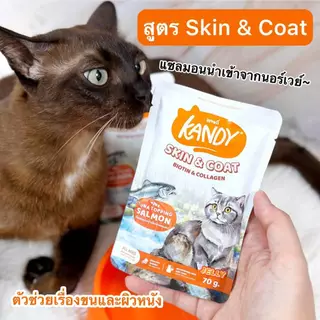 (12 ซอง) Kandy อาหารเปียกแมว สำหรับลูกแมว และแมวโต ตั้งแต่ 2 เดือนขึ้นไป ไม่ใส่เกลือ ขนาด 70 กรัม Kandy (12 ซอง)
