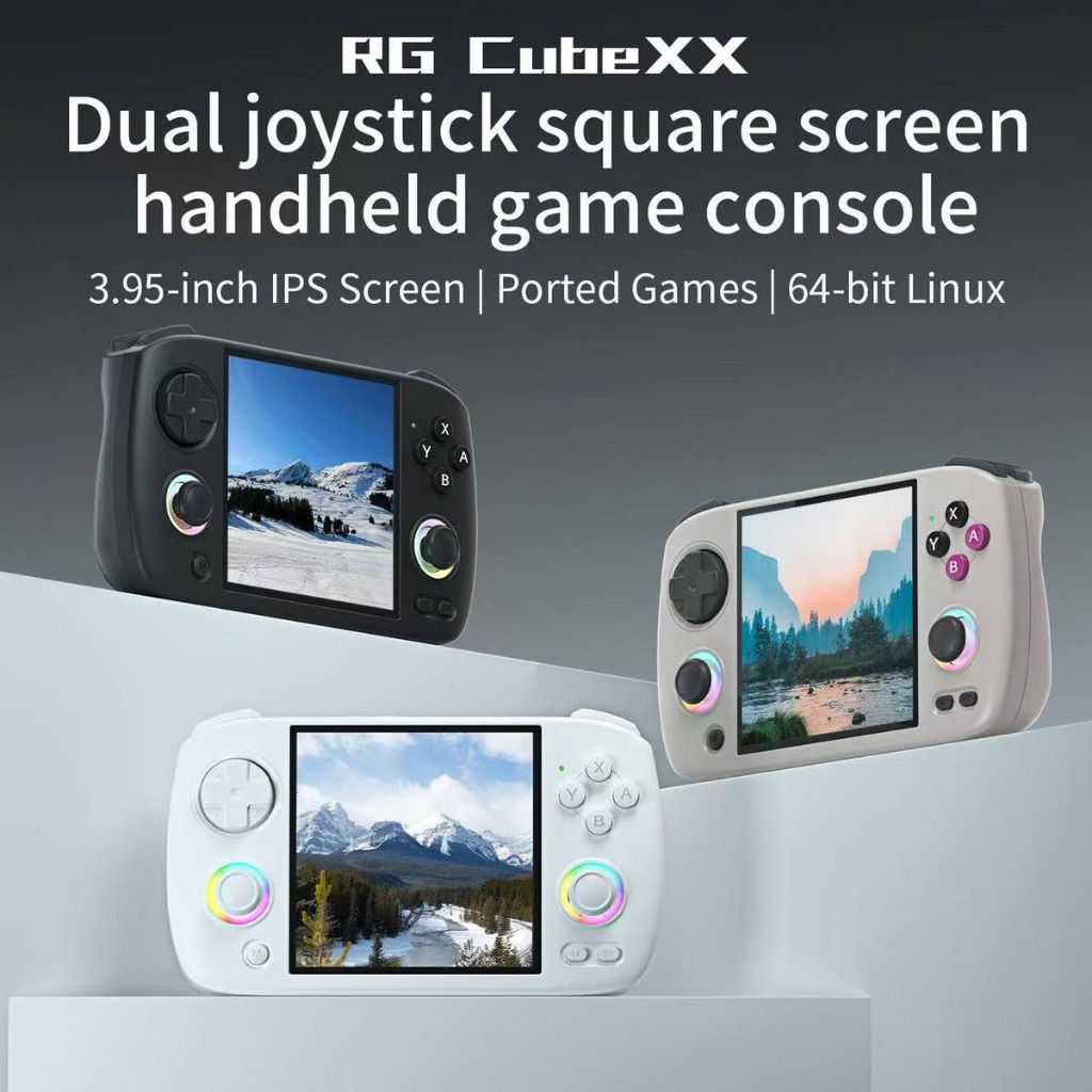 (แถมกระเป๋า + ฟิล์ม) Anbernic RG CubeXX เครื่องเกมพกพา หน้าจอสี่เหลี่ยม 1:1 มีอนาล็อกไฟRGB รองรับเกม Nds PSP PS1