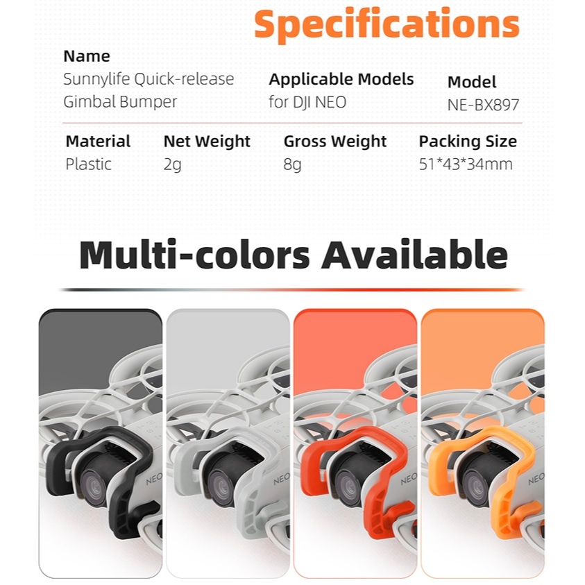 Sunnylife DJI NEO Gimbal Bumper Camera Guard Bar Protector Bump-proof Accessories