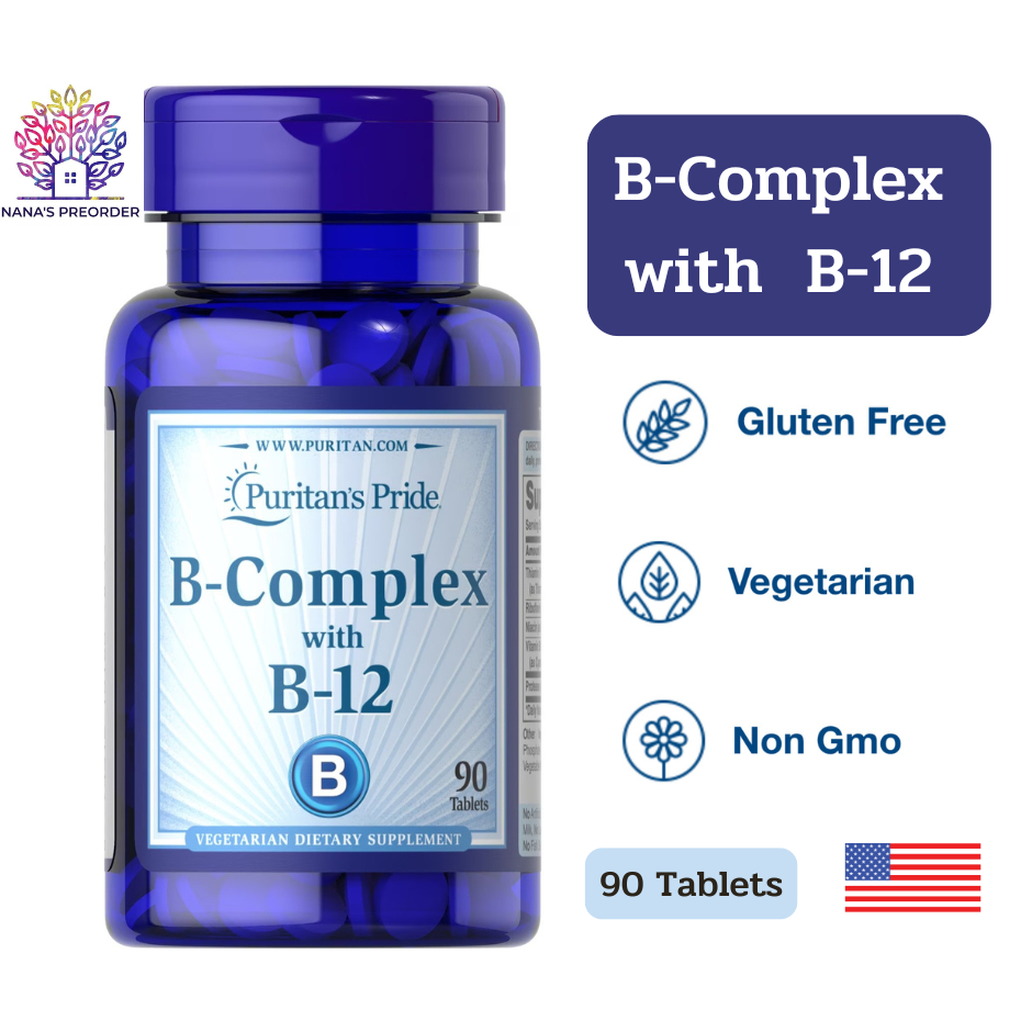 Puritan's Pride B-Complex with B12 วิตามินบีรวมพร้อมบี 12 ขนาด 90 Tablets ของแท้จากอเมริกา