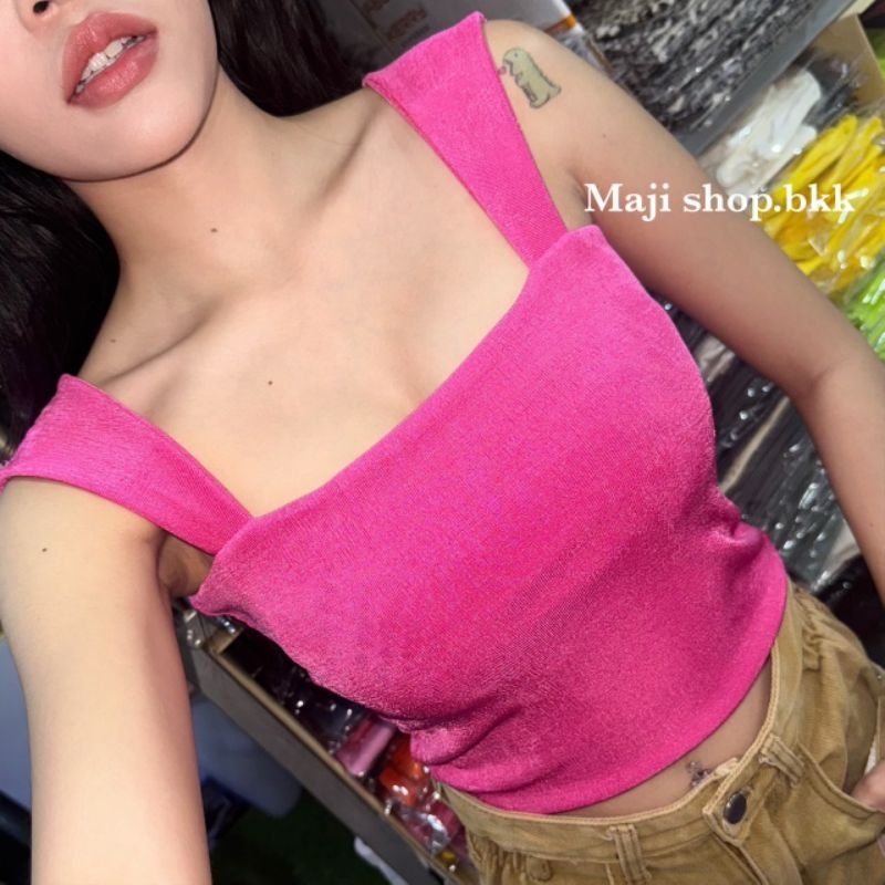 เสื้อสายเดี่ยว สายใหญ่เต็มบ่า ผ้าวิ้งGlitter