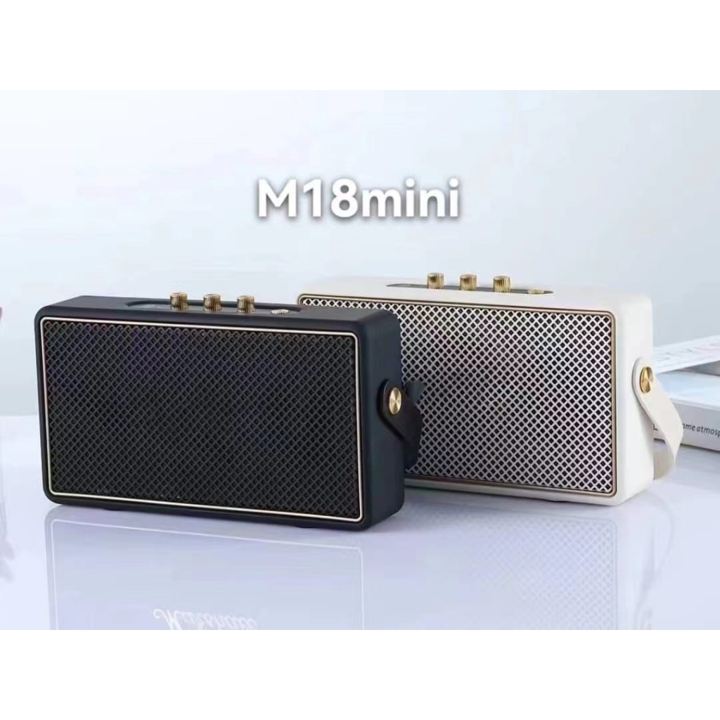 ลำโพงบลูทูธ มีสายหิ้ว Speaker Bluetooth M18mini สไตมินิมอล FM /TF card และ Auxได้
