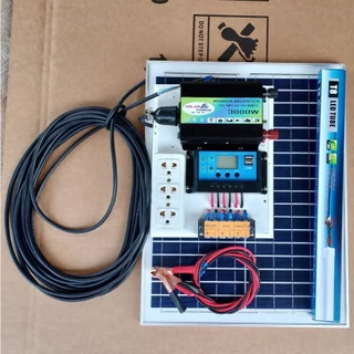 ชุดนอนนา3000W mini-F ชาร์จเจอร์30A โซล่าเซลล์ แสงอาทิตย์ ใช้ไฟฟรี แปลงไฟ12V to 220V ร้านในไทย