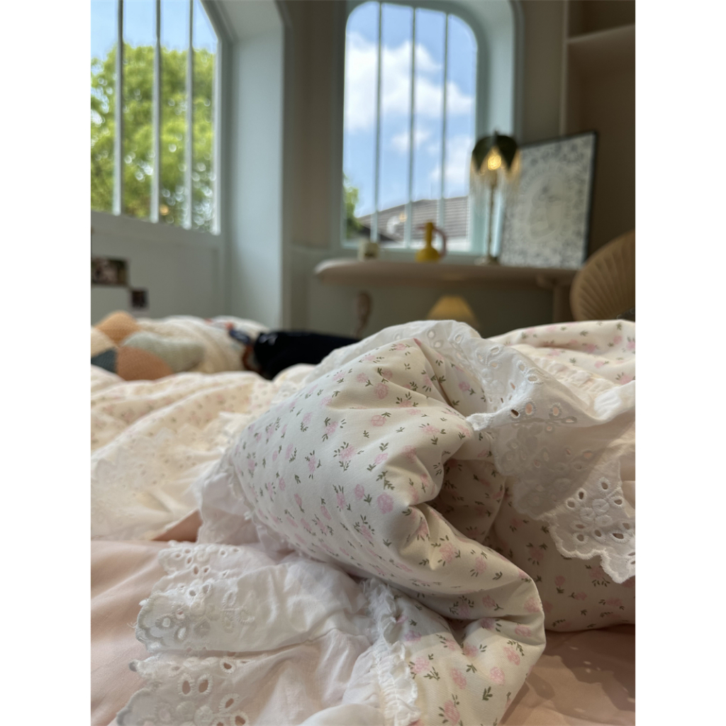 ผ้าปูที่นอน ผ้าฝ้าย 100% (รุ่น : กระโปรง+ผ้านวม) 16 ลาย