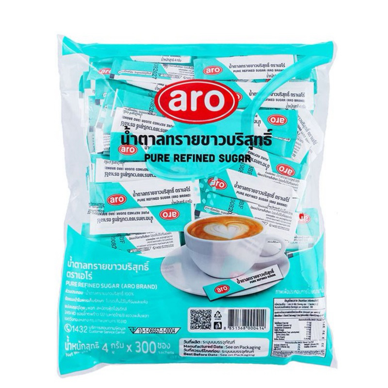 เอโร่ น้ำตาลทรายขาวบริสุทธิ์ แบบซอง 4กรัม 300 ซอง