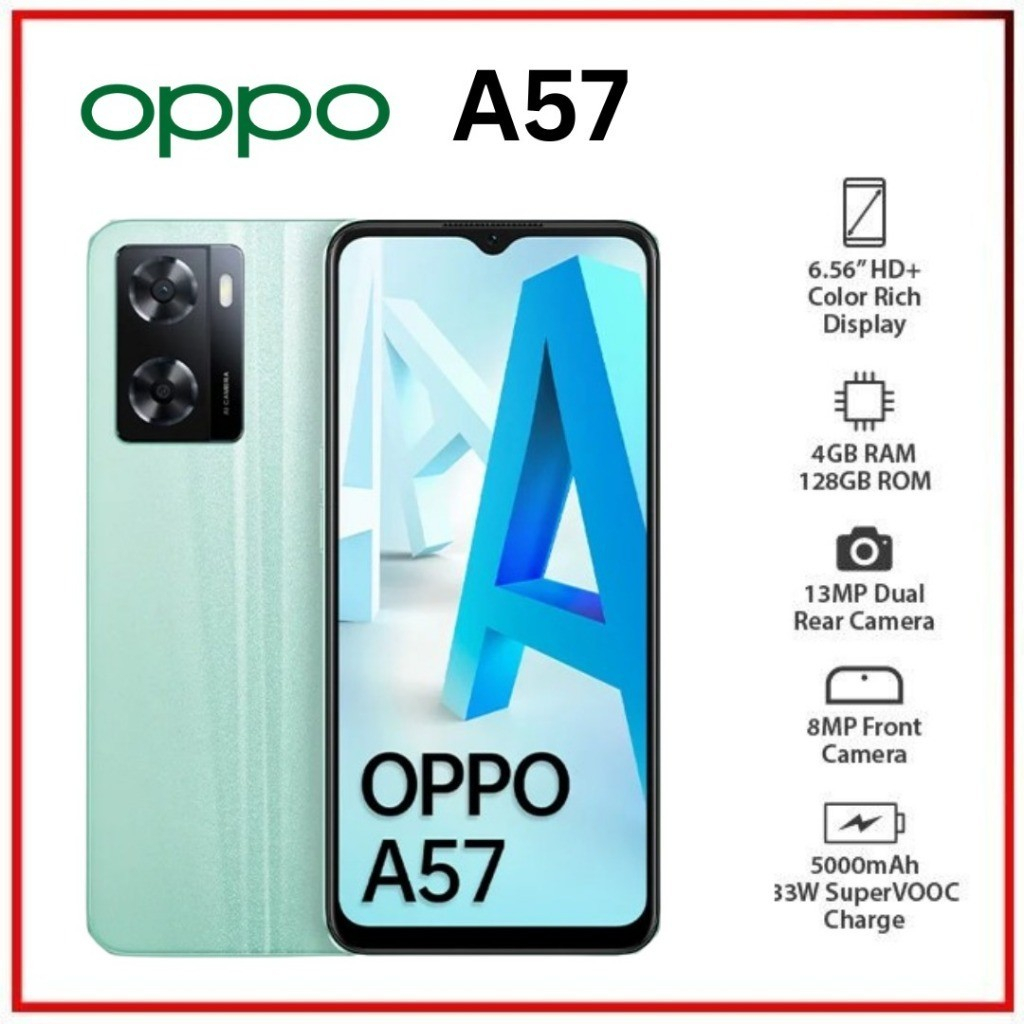 โทรศัพท์มือถือ OPPO A57 แบตเตอรี่ 6800 mAh ชาร์จไว 33W กล้อง 50 MP 2024 ใหม่ของแท้ 5G มือถือ รับประกัน 12 เดือน COD