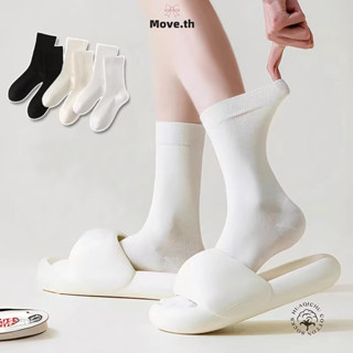 ในไทย-พร้อมส่ง✨ถุงเท้าสีทึบ เรียบง่าย สไตล์เกาหลี นักเรียนผู…