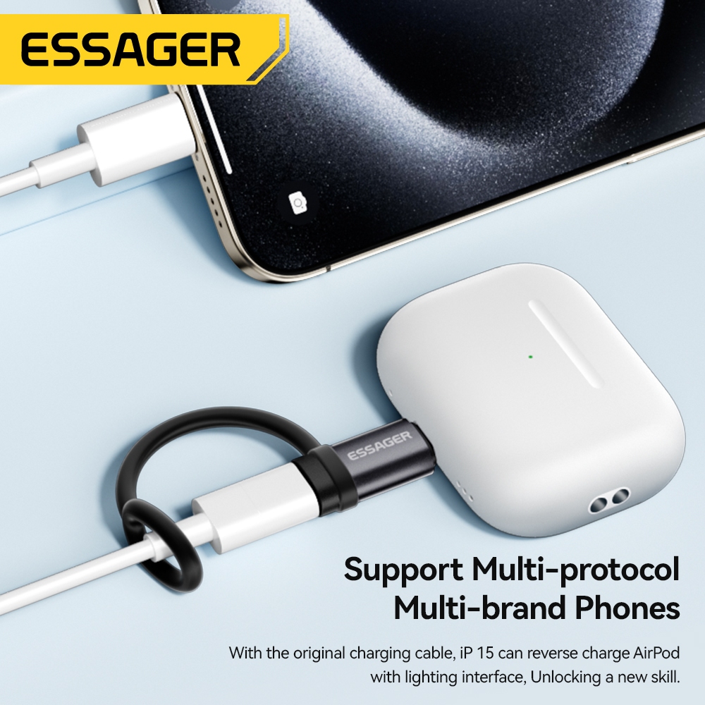 Essager 3A OTG Adapte Type-C to L to Type-C Aluminum Shell 480Mbps โอนถ่ายข้อมูล ชาร์จเร็ว รูปที่ 4