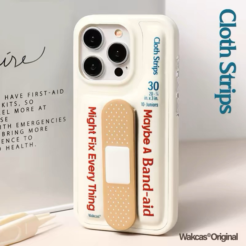 Bandage strap puff phone case from wakcase เคสไอโฟนนุ่มนิ่มมีสายตั้งลายพลาสเตอร์