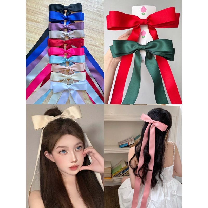 โบว์คริสมาส โบว์ใหญ่หางยาว60cmผ้าพรีเมี่ยม พร้อมส่งจากไทย1-2วัน