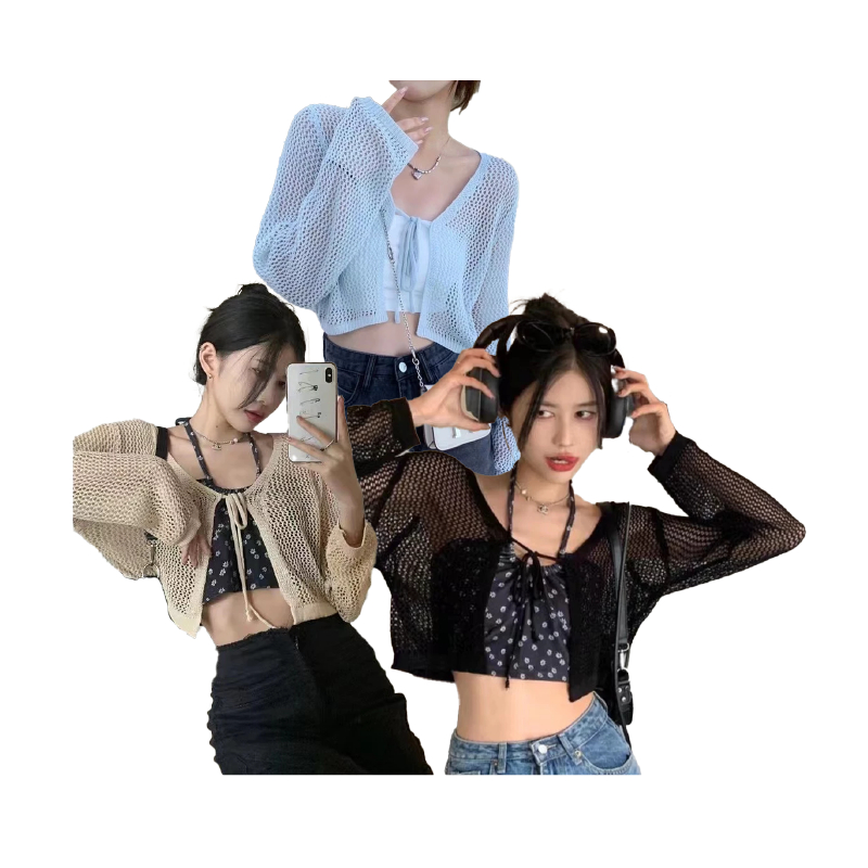 MW056 เสื้อคลุมไหมพรม แขนยาวผู้หญิง คาร์ดิแกน ใส่คลุมไปทะเล มีให้เลือกหลายสี