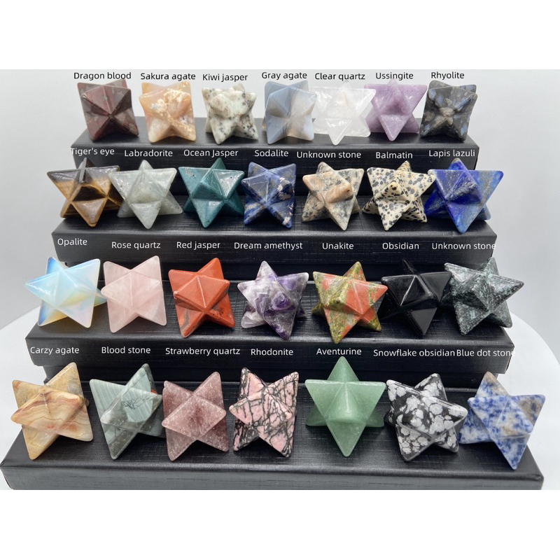 1'' Natural Hand carved Crystal Merkaba Star，Quartz Crystal，Halloween/Christmas gift，Crystal ornament，Crystal healing