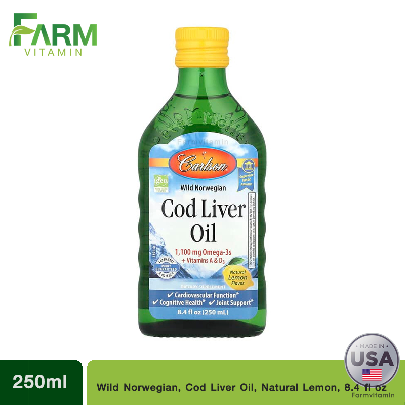 Carlson Labs, Wild Norwegian, Cod Liver Oil, Natural Lemon, 8.4 fl oz (250 ml)