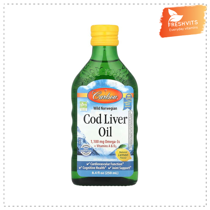 Carlson Labs, Wild Norwegian, Cod Liver Oil, Natural Lemon, 8.4 fl oz (250 ml)