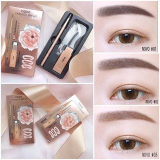 ขายดี NOVO FASHION BROW Eyebrow โนโว ดินสอเขียนคิ้ว แบบหมุน แถมไส้ดินสอ+บล๊อกคิ้ว3ชิ้น พร้อมไส้ดินสอเปลี่ยน3แท่ง No.5146