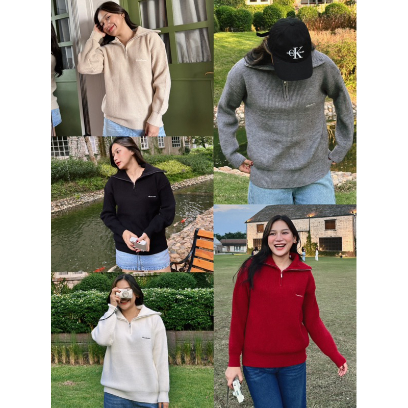 Winter knit sweater เสื้อไหมพรมคอปกมีซิป
