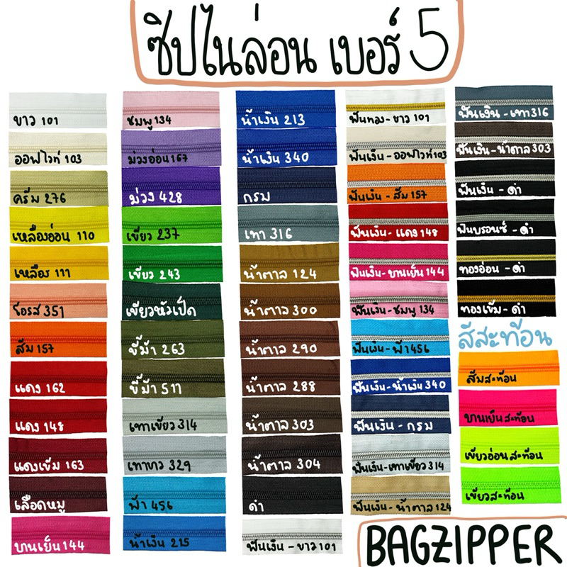 ( 1 หลา ) ซิปไนล่อน เบอร์ 5 มีหลายสี ( เฉพาะเส้นซิป )(ราคาโปรโมชั่นเปิดร้านใหม่12/2024) ✨ต้องการราคาส่งทักแชทแม่ค้านะคะ