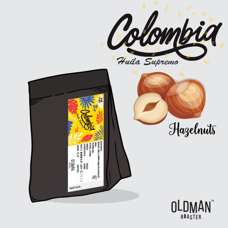 เมล็ดกาแฟ COLOMBIA HUILA SUPREMO (คั่วกลาง) MEDIUM by OLDMAN ROASTER
