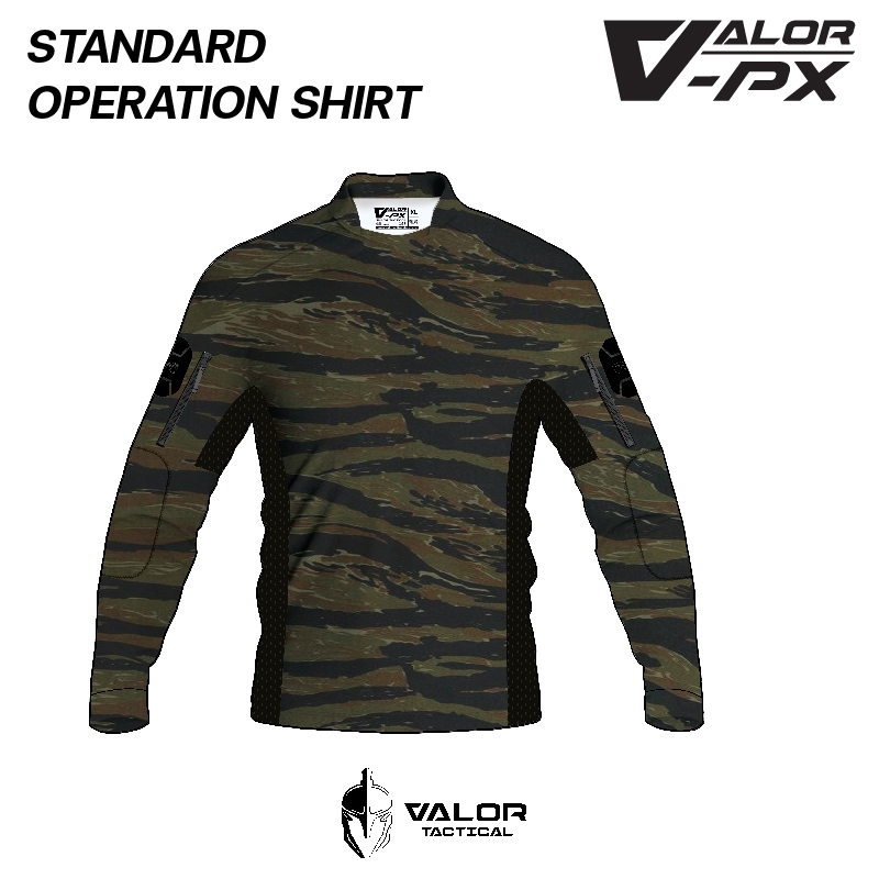 Valor PX Standard Operation Shirt, SOS (Tiger Stripe, ตำรวจพลร่ม) เสื้อแขนยาว Tactical เสื้อทหาร ตำรวจ ระบายอากาศ