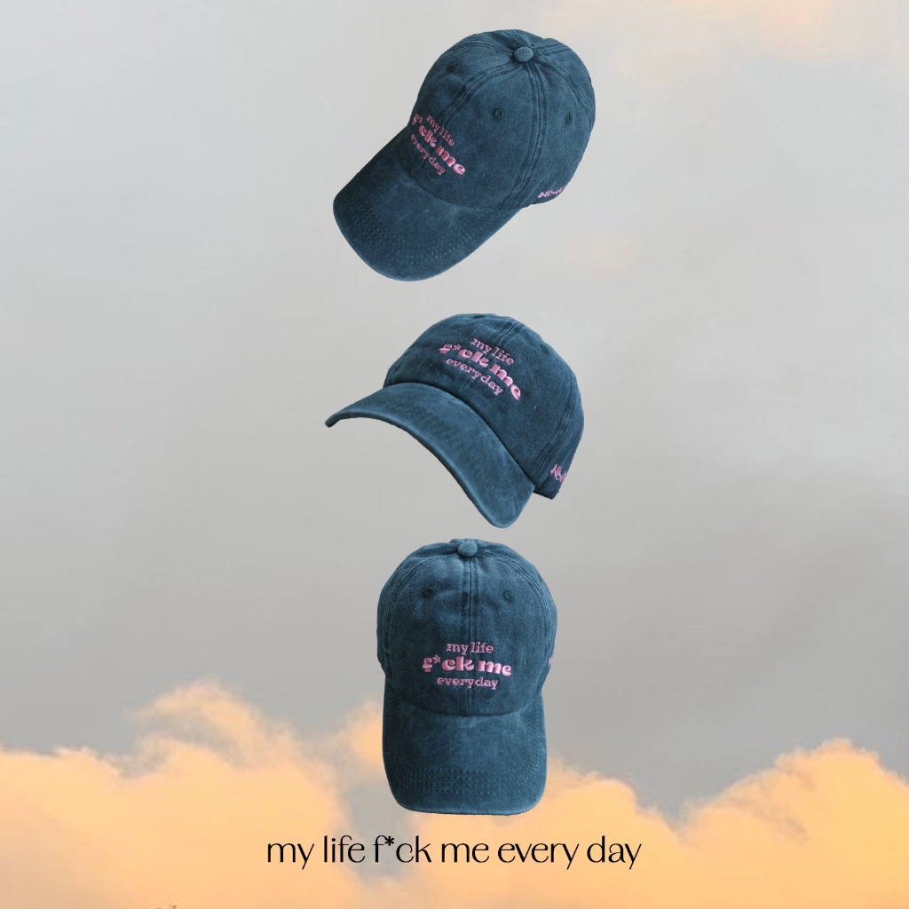 หมวกสีเขียวเข้มฟอกออกเทา รุ่น my life f*ck me every day collection แรกจาก Noice