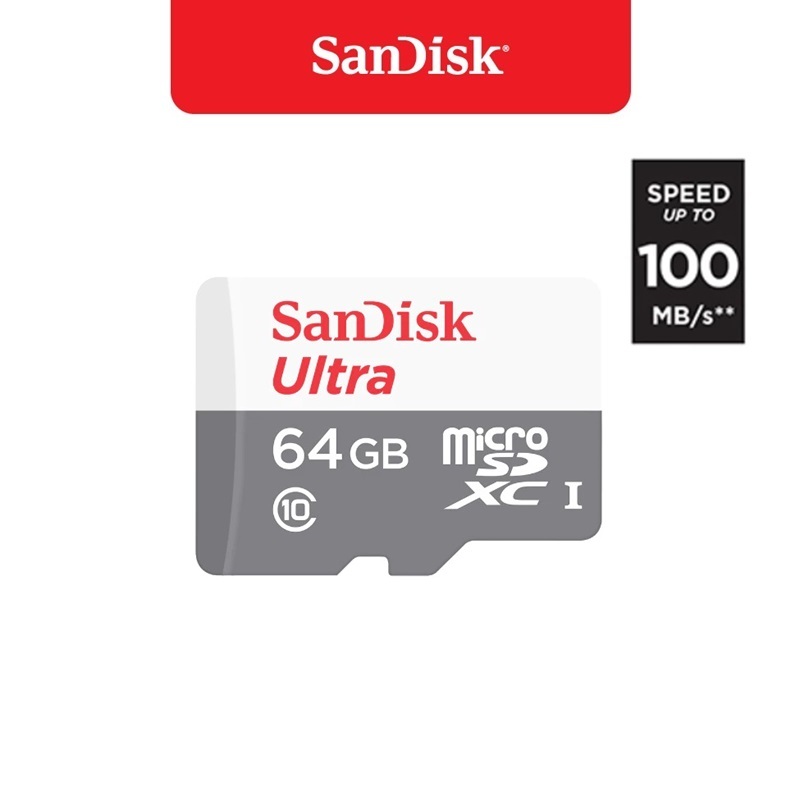 SanDisk 64GB MicroSDHC UHS-I Card Ultra Class10 Speed 100MB/s** เมมโมรี่การ์ดแท้ รับประกันศูนย์ Synnex
