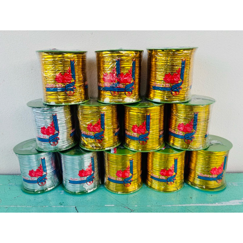 ลวดทอง 400 หลา 100 หลาริบบิ้นลวดม้วน ลวดสี ลวดมัดโบว์