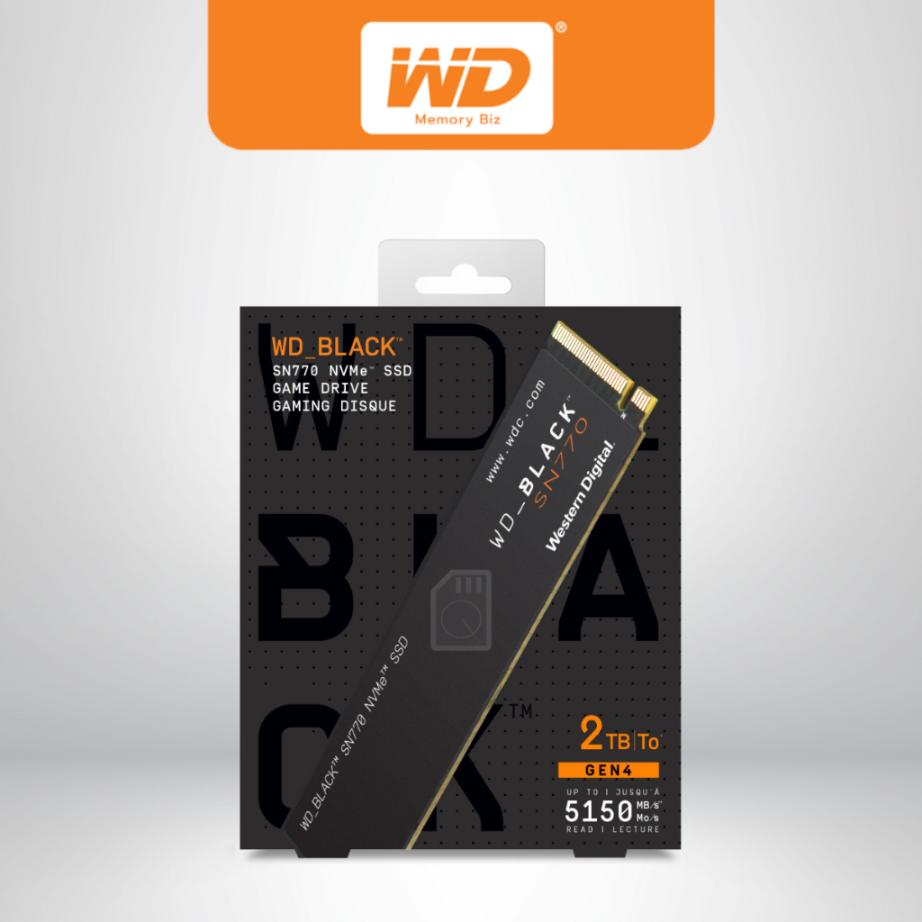 WD 2TB, 1TB, 500GB , 250GB เอสเอสดี) WD BLACK SN770 - PCIe 4x4/NVMe M.2 2280 (WDS200T3X0E) for GAME