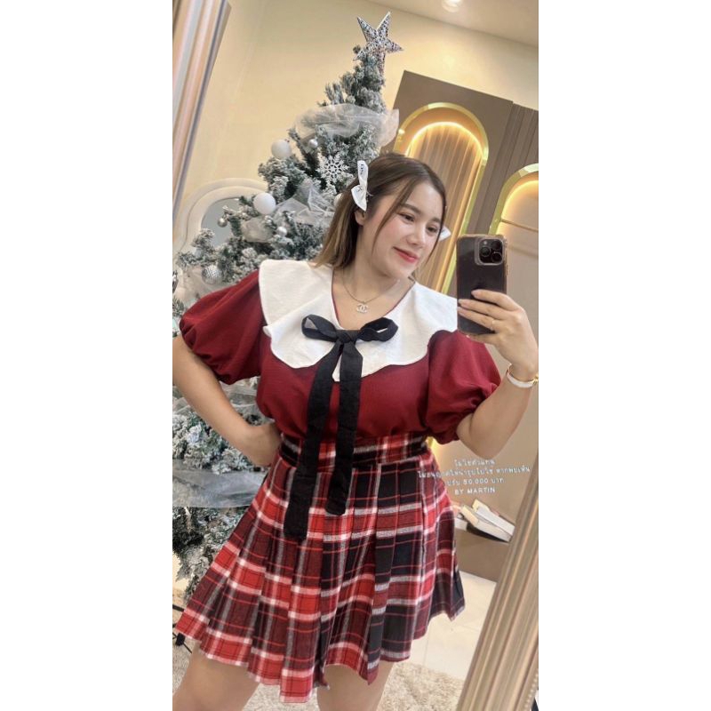เสื้อคอบัวแต่งโบว์ น่ารัก