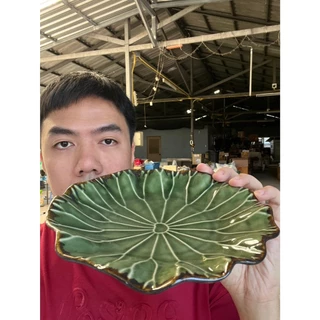 จานเซรามิค ทรงใบบัว จานมินิมอล จานคาเฟ่ ขนาด 8 นิ้ว สีเขียว เนื้อสโตนแวร์ ออกใบกำกับภาษีได้ รหัส111024