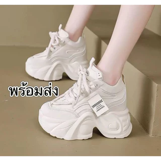 Marian พร้อมส่ง รองเท้าแฟชั่น รองเท้าผ้าใบผู้หญิง ทรงสวย ดีไซน์น่ารัก สวยมาก เสริมส้น7cm สินค้าตรงปก NO.A0492