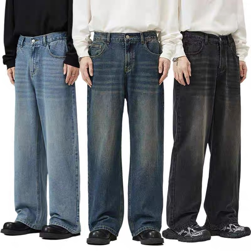 Wide leg jeans กางเกงยีนส์ผู้ชายขากระบอกใหญ่ กางเกงยีนส์สตรีท