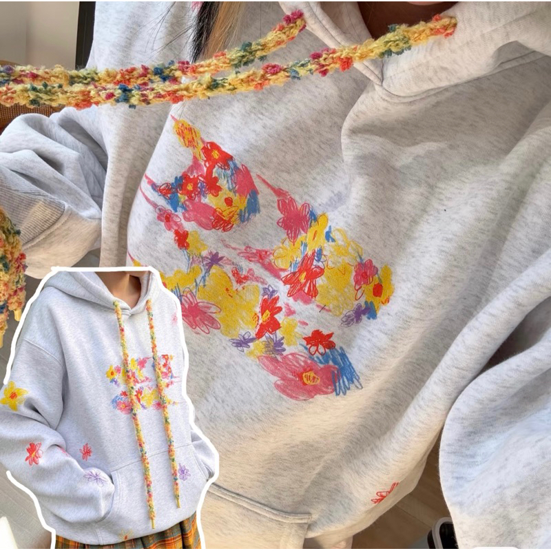 พร้อมส่ง Crying Center flower hoodie เสื้อฮู้ดดี้แขนยาว (ใช้โค้ดลด 30%) จากช็อปแท้