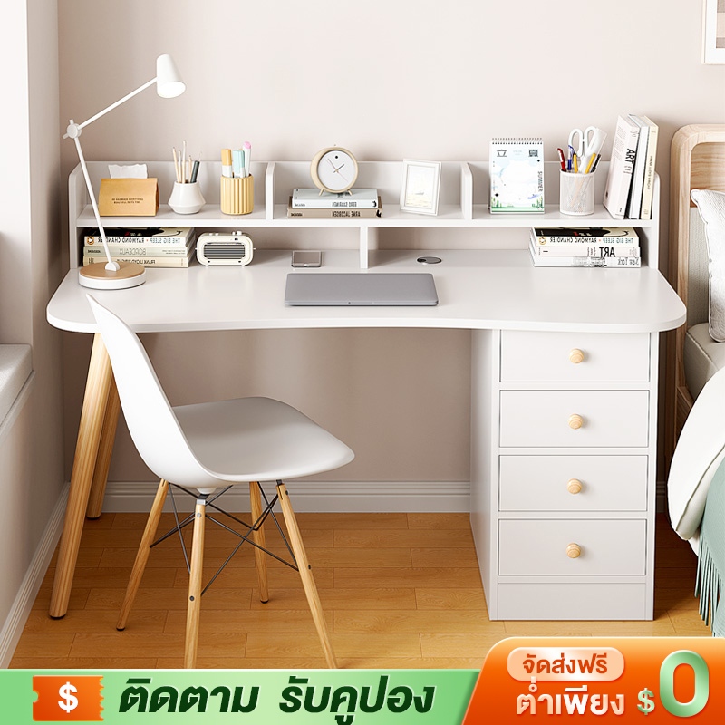 YYM โต๊ะทํางาน พร้อมตู้ โตะทํางาน 140/120/100/80CM พื้นที่จัดเก็บขนาดใหญ่ โต๊ะคอม โต๊ะเขียนหนังสือ โต๊ะคอมพิ