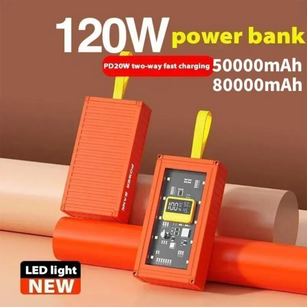 【COD】powerbank 50000mAh 80000mAh fast charge100W พาวเวอร์แบงค์ชาร์จเร็ว ชาร์จได้ 5เครื่อง