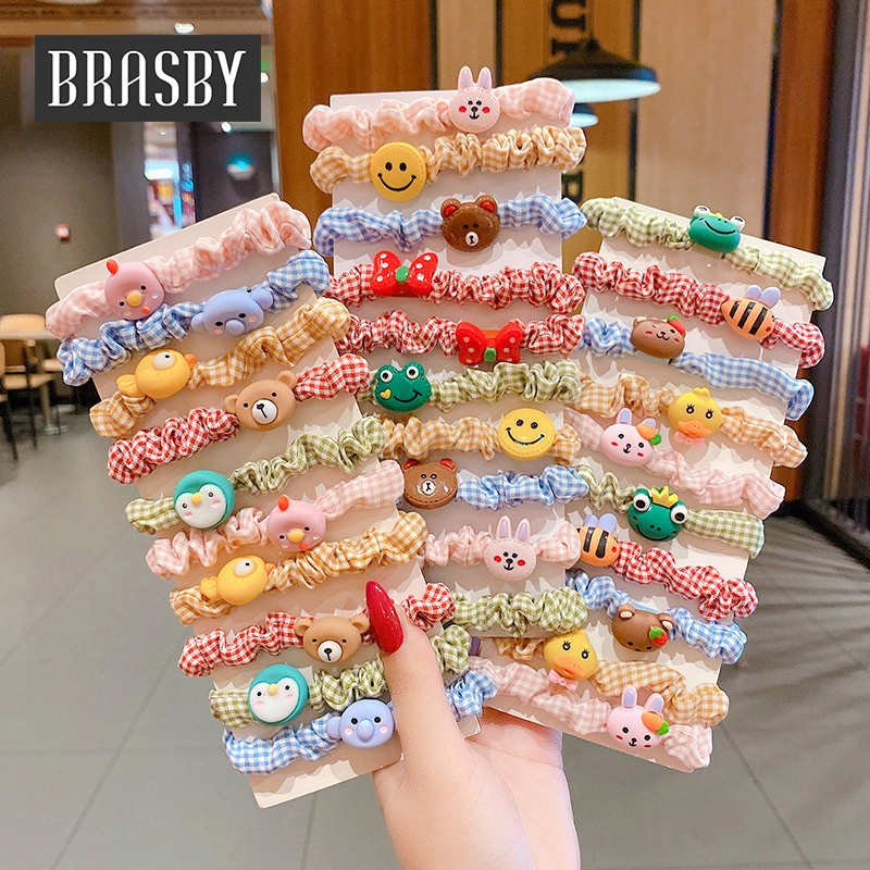 🎉Brasby🎉Free Gifts างรัดผมลายการ์ตูน ยางรัดผมผ้ายืด มีความยืดหยุ่นสูง เครื่องประดับผม สไตล์เกาหลี หวานน่ารัก ส่งแบบส