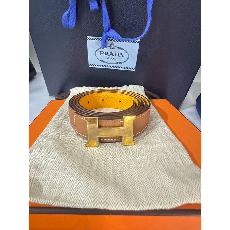 เข็มขัด hermes ผู้หญิงหนังแท้สีน้ำตาล