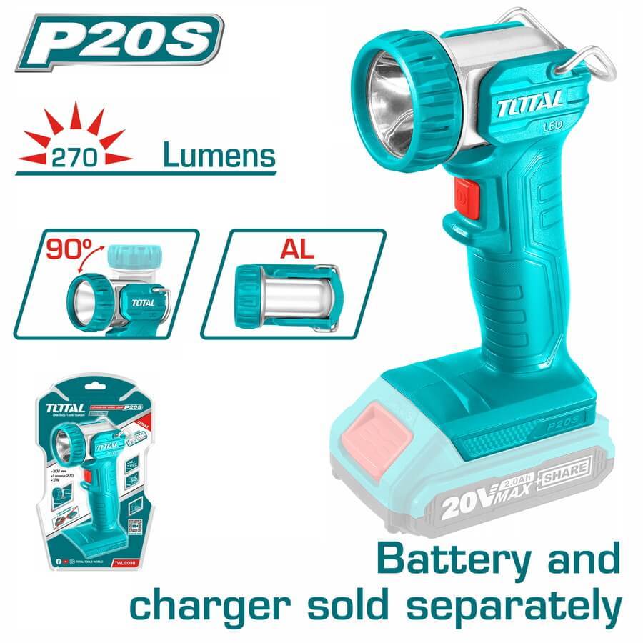TOTAL ไฟฉายแบตเตอรี่ 20v. รุ่น TWLI2038 ไม่รวมเเบตเตอรี่