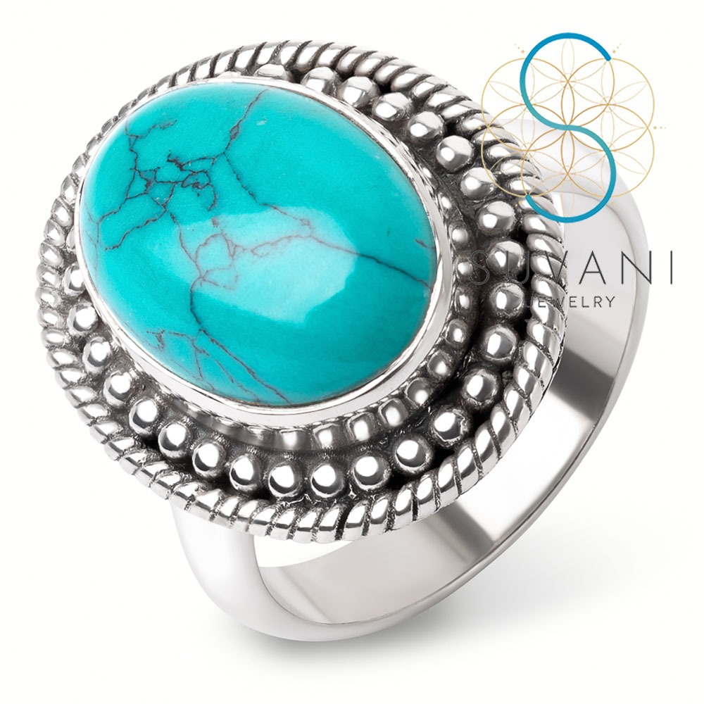 SUVANI เงินแท้ 92.5% แหวนหินเทอร์ควอยซ์ (Turquoise stone) รูปที่ 3